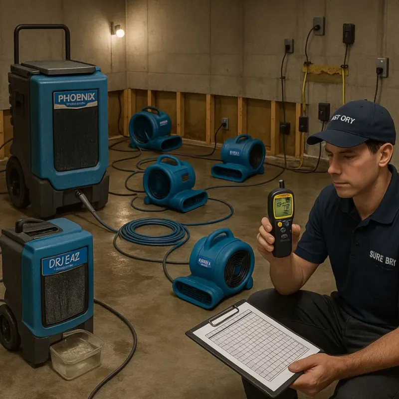 Structural Drying and Dehumidification process in Chesapeake Beach, MD